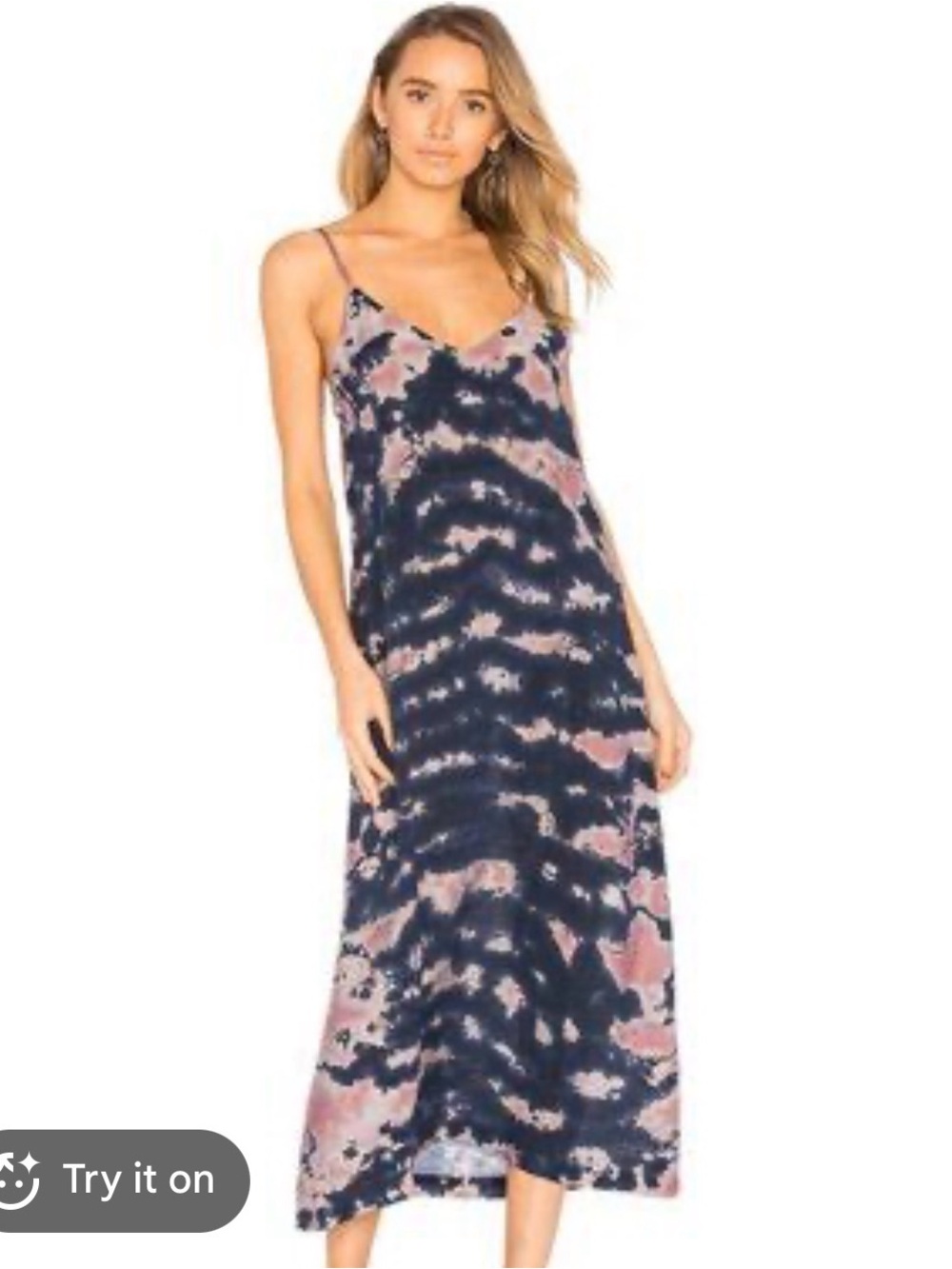 LACAUSA Black & Pink Tie-Dye Slip Midi Dress